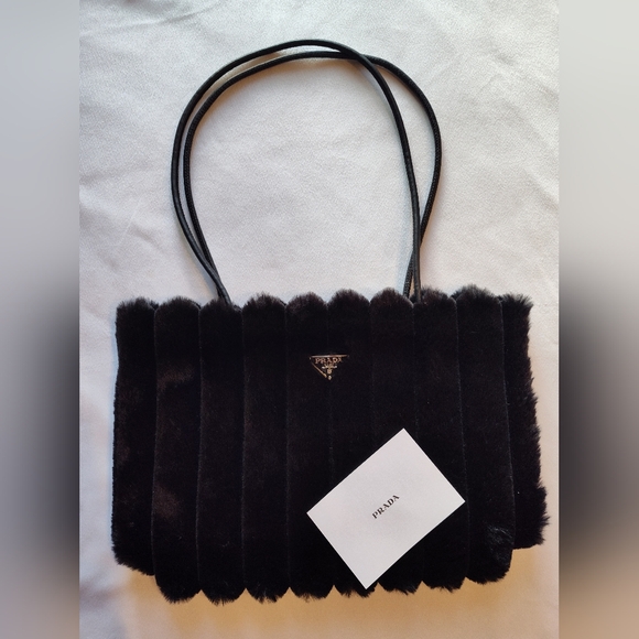 Prada Handbags - PRADA NEW Black Faux Mink Fur Tote Bag New Redemption Exclusive Bag NWT VIP GIFT
